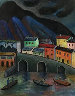 Tempera On Cardboard Gallery: Nighttime Fishing in Ascona, 1920s-1930s. Artist: Verefkin, Marianne, von (1860-1938)