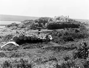 Logs Prints: Nihkoyak, men's house at winter camp-Nunivak, c1929. Creator: Edward Sheriff Curtis