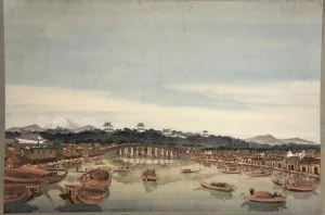 Nihonbashi in Edo and the Fuji in the background, 1823-1829