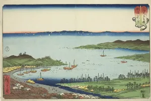 Niigata in Echigo Province (Echigo Niigata), from the series Wrestling Matches between... 1858. Creator: Ando Hiroshige. Niigata in Echigo Province (Echigo Niigata), from the series Wrestling Matches between... 1858. Creator: Ando Hiroshige