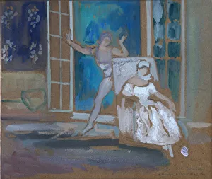 Russian Art Critics Collection: Nijinsky and Karsavina in the ballet Le Spectre de la Rose, 1911. Artist: Bakst, Leon (1866-1924)