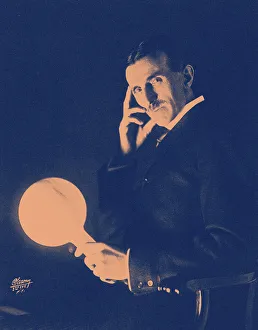 Napoleon 1821 1896 Prints: Nikola Tesla (1856-1943). Creator: Sarony, Napoleon (1821-1896)