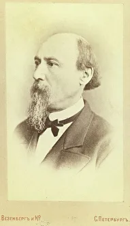 Nikolai Alekseevich Nekrasov, head-and-shoulders portrait, facing left, between 1880 and 1886. Creator: Unknown