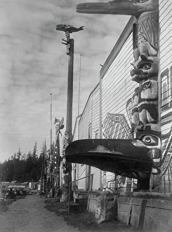 Nimkish village at Alert Bay, c1914. Creator: Edward Sheriff Curtis