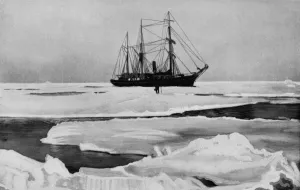 Edith Lea Morice Gallery: The Nimrod Pushing Her Way Through Open Pack-Ice, c1909, (1928)
