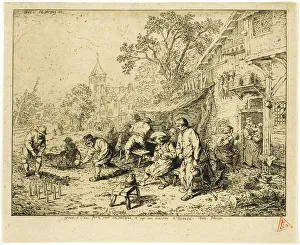 The Ninepin Players, 1846. Creator: Charles Emile Jacque