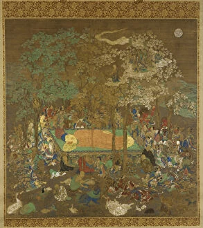Buddhist Tantras Collection: Nirvana of the Buddha, Early 14th century. Artist: Anonymous