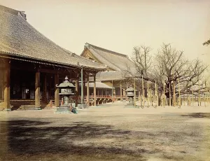 Albumen Print Hand Colored Prints: Nishi Honganji, 1865. Creator: Unknown