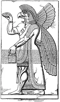 Relief Prints: Nisroch, Assyrian god, mid 19th century