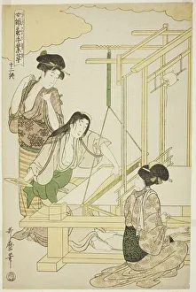 No. 12 (juni), from the series Women Engaged in the Sericulture Industry (Joshoku... c. 1798/1800. Creator: Kitagawa Utamaro. No. 12 (juni), from the series Women Engaged in the Sericulture Industry (Joshoku... c. 1798/1800)