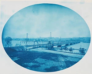 River Mississippi Gallery: No. 201. U.S. Government Bridge at Rock Island, Illinois (High Water), 1888