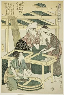 Cleaning Prints: No. 3 (san), from the series Women Engaged in the Sericulture Industry (Joshoku)