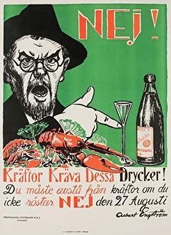 Poster And Graphic Design Collection: No! Crayfish require these drinks!, Swedish anti-Prohibition poster, 1922