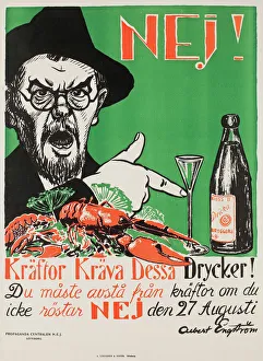 No! Crayfish require these drinks!, Swedish anti-Prohibition poster, 1922