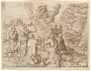Johannes Wierix Prints: Noah's Sacrifice, plate IX from The Creation and Early History of Man