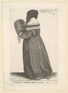 Brabantian Prints: Nobilis Mulier Brabantica, (Noblewoman from Brabant), 1648. Creator: Wenceslaus Hollar
