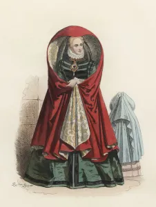 Nobel Prints: Noble lady of Antwerp, in the modern age, color engraving 1870