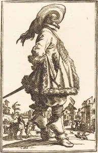 Noble Man with Mantle Trimmed in Fur, Holding his Hands Behind his Back. Creator: Unknown