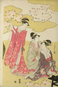 Noble woman in a carriage viewing cherry blossoms, c. 1796. Creator: Hosoda Eishi