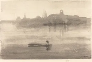 Lithotint In Black On Wove Paper Prints: Nocturne, 1878. Creator: James Abbott McNeill Whistler