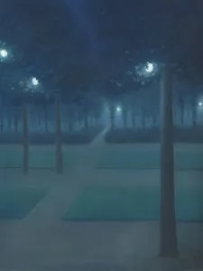 Degouve De Nuncques Prints: Nocturne in the Parc Royal, Brussels. Artist: Degouve de Nuncques, William (1867-1935)