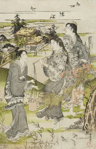 Lime Green Prints: Noda no Tamagawa, c1787. Creator: Kubo Shunman