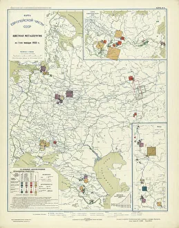 Cartographic Prints: Non-ferrous metallurgy on January 1, 1933, 1934. Creator: Mikhail Alekseevich TSvetkov