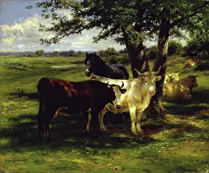 Underneath Prints: Noon Day Rest, 1877. Creator: Rosa Bonheur