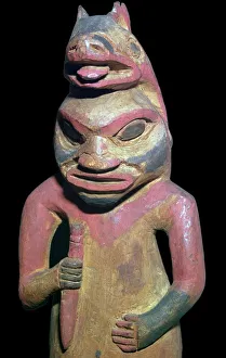 Nootka Sound Native American figure of a man wearing a bears skin