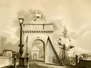 Statues Collection: Norfolk Bridge, New Shoreham, 1835. Creator: George Baxter