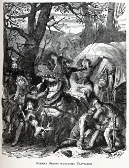Feudalism Gallery: Norman Barons Waylaying Travelers, 1882. Artist: Anonymous