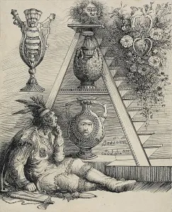 Bresdin Rodolphe Prints: A North American Indian (Study for historiated A in Les chefs-d oeuvre d art à)