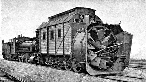 Rotary Prints: North-American rotary machine for clean-out the snow from railroad tracks, 1901