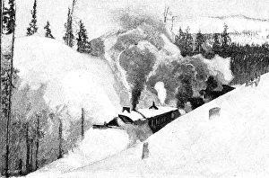 Rotary Prints: North-American rotary machine, clearing snow from the railroad Canadian - Pacific, 1901