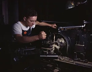 War Production Gallery: In North Americans modern machine shop...North American Aviation, Inc. Inglewood, Calif. 1942