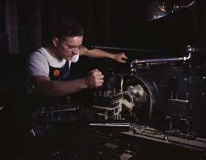 War Industry Gallery: In North Americans modern machine shop...North American Aviation, Inc. Inglewood, Calif. 1942