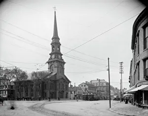 New Hampshire Prints: North Church and Congress St. [Street], Portsmouth, N.H. c1907. Creator: Unknown