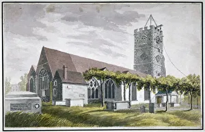 North-east view of All Saints Church, Fulham, London, c1800