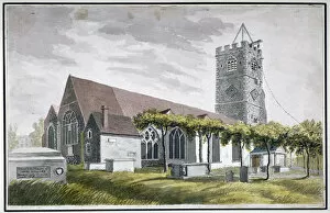 All Saints Church Gallery: North-east view of All Saints Church, Fulham, London, c1800