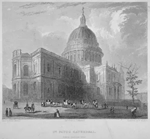 North-east view of St Pauls Cathedral, City of London, 1835. Artist: Benjamin Winkles