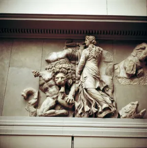 Bergama Gallery: Detail of the North frieze of the Altar of Zeus from Pergamon, c180-c159 BC
