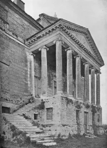 Veneto Prints: Detail of north front and portico, La Malcontenta, Mira, Veneto, Italy, 1922
