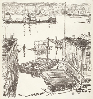 Frederick Childs Hassam Prints: North River, 1917. Creator: Frederick Childe Hassam
