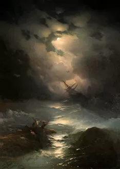 Surge Gallery: North Sea Storm, 1865. Artist: Aivazovsky, Ivan Konstantinovich (1817-1900)