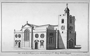 Whitechapel Prints: North-west view of the Church of St Mary, Whitechapel, London, c1800