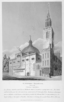 John Coney Prints: North-west view of the Church of St Stephen Walbrook, City of London, 1813. Artist