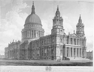 Buckler Prints: North-west view of St Pauls Cathedral, City of London, 1814. Artist: John Buckler