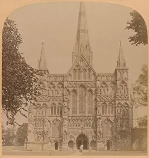 Salisbury Collection: Northwest Facade of the great Gothic Cathedral of Salisbury (founded 1220), England, 1900