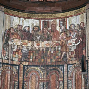 Apse Prints: Norwegian painting of the last supper, 13th century