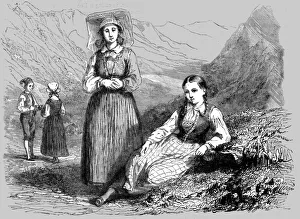 Skirts Prints: Norwegian Peasants; Northern Wanderings, 1875. Creator: Frank Usher